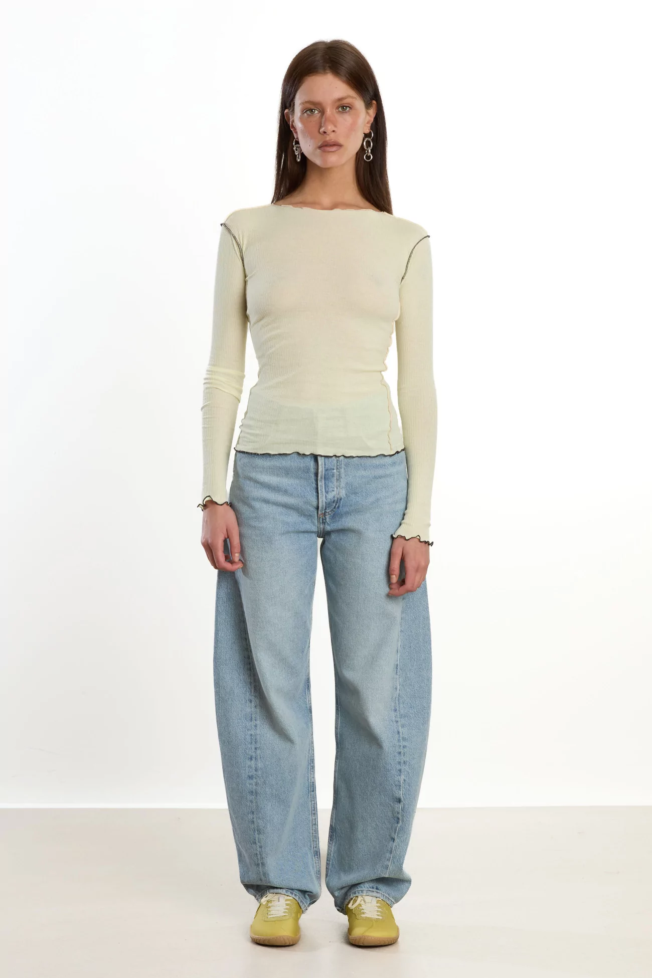 Baserange Vein Long Sleeve Tee Organic Cotton – Iguacu Lime | Centre Commercial