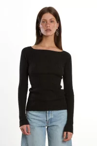 Baserange Oder Long Sleeve Linen Cotton Seacell – Black | Centre Commercial