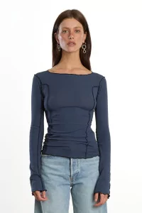 Baserange Omato Long Sleeve Tee Organic Cotton – Preston Blue | Centre Commercial