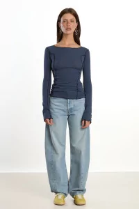 Baserange Omato Long Sleeve Tee Organic Cotton – Preston Blue | Centre Commercial