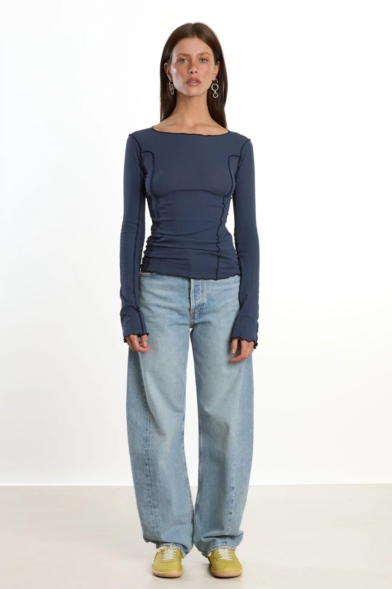 Baserange Omato Long Sleeve Tee Organic Cotton – Preston Blue | Centre Commercial