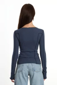 Baserange Omato Long Sleeve Tee Organic Cotton – Preston Blue | Centre Commercial