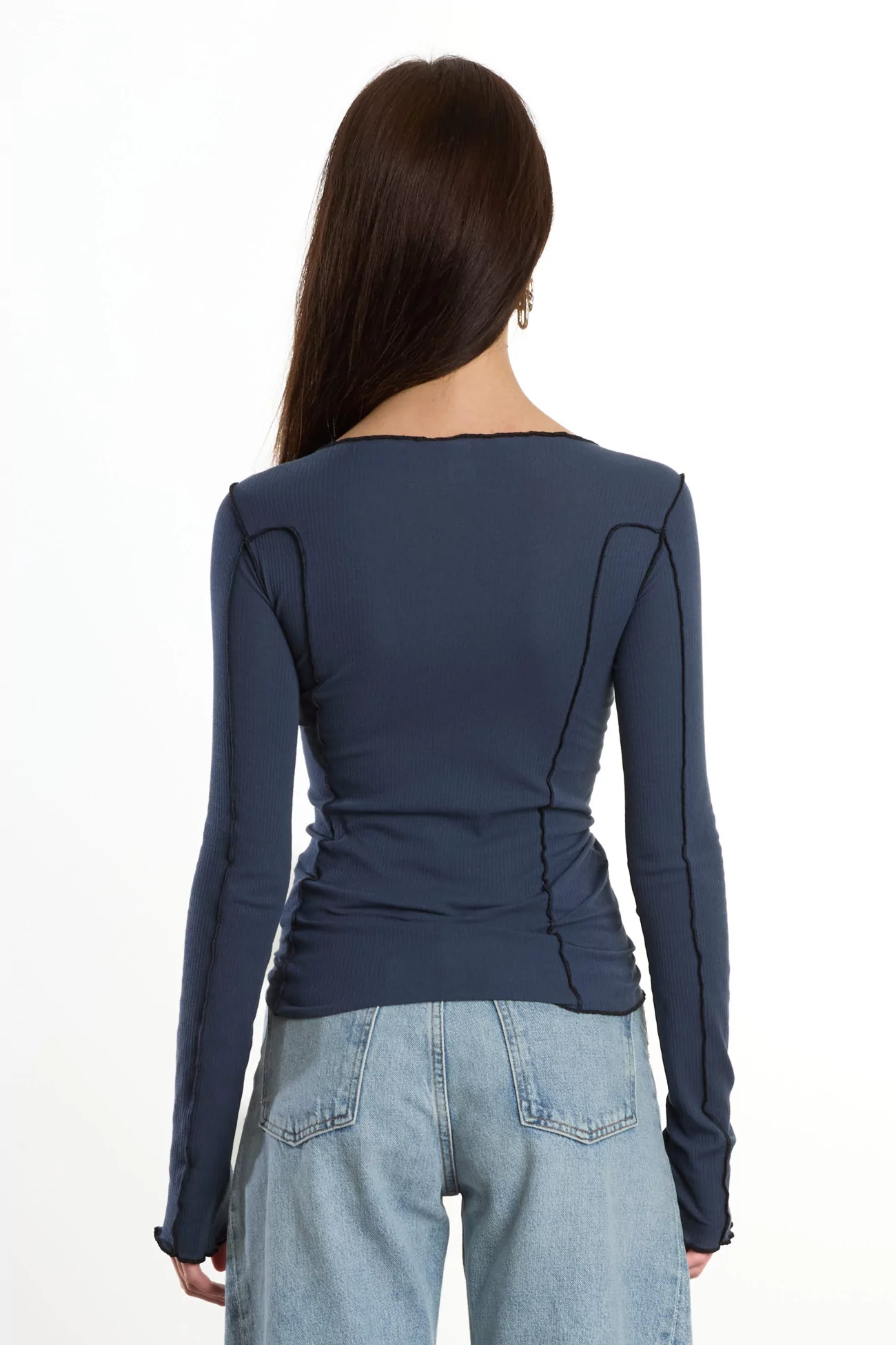 Baserange Omato Long Sleeve Tee Organic Cotton – Preston Blue | Centre Commercial