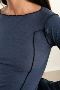 Baserange Omato Long Sleeve Tee Organic Cotton – Preston Blue | Centre Commercial