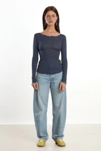 Baserange Vein Long Sleeve Tee Organic Cotton – Preston Blue | Centre Commercial