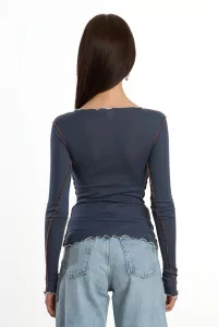 Baserange Vein Long Sleeve Tee Organic Cotton – Preston Blue | Centre Commercial