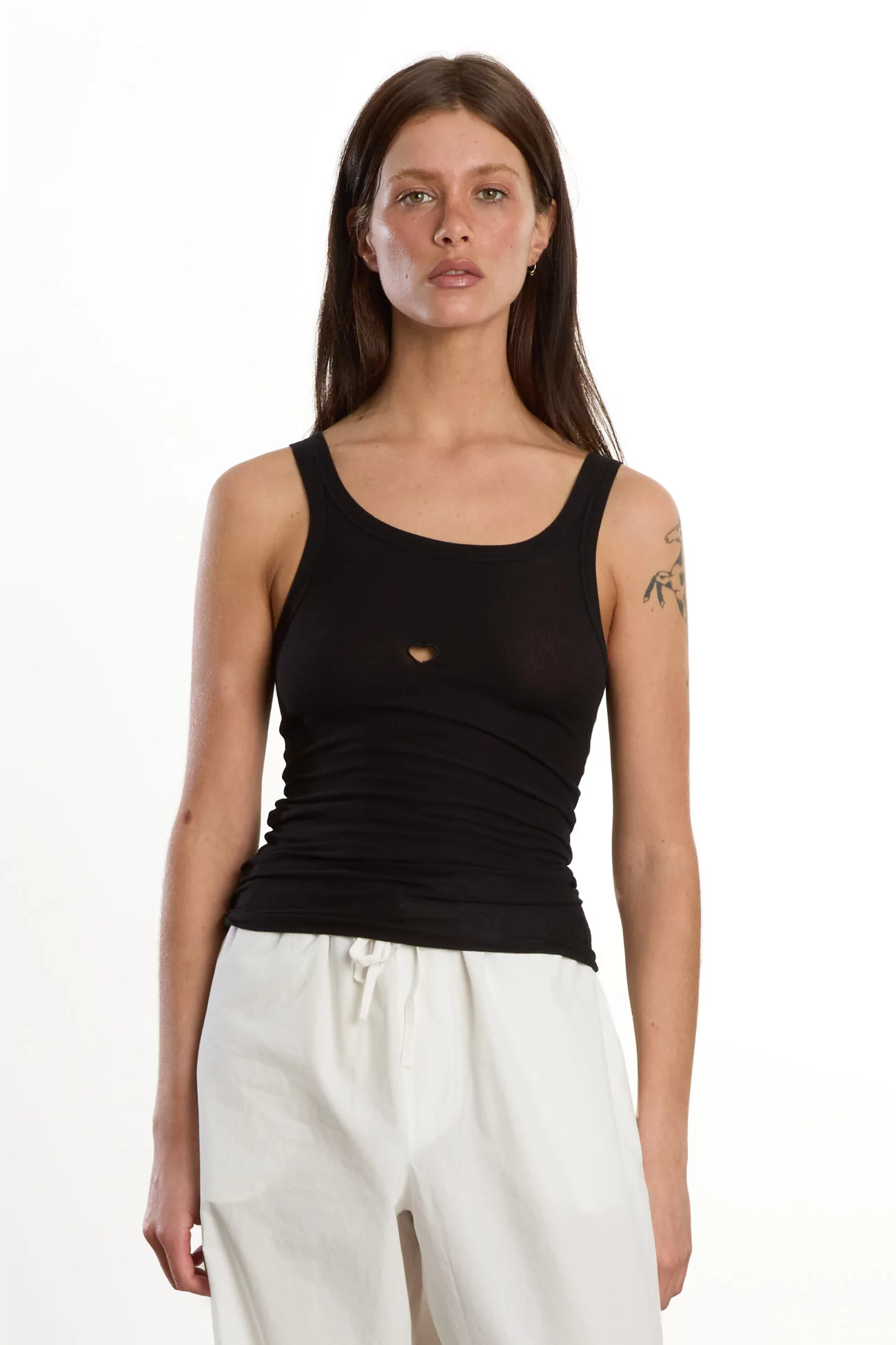 Women's Organic Cotton Heart Tank Top - Black | Centre Commercial