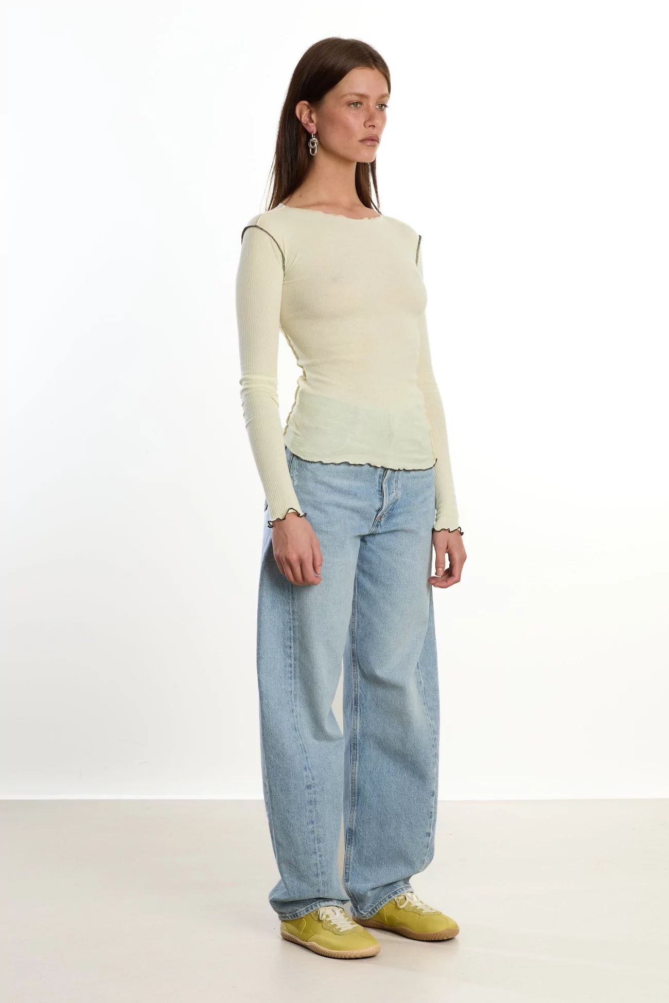 Baserange Vein Long Sleeve Tee Organic Cotton – Iguacu Lime | Centre Commercial