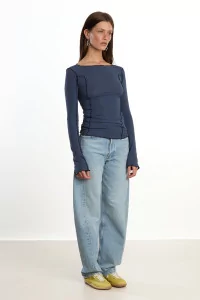 Baserange Omato Long Sleeve Tee Organic Cotton – Preston Blue | Centre Commercial