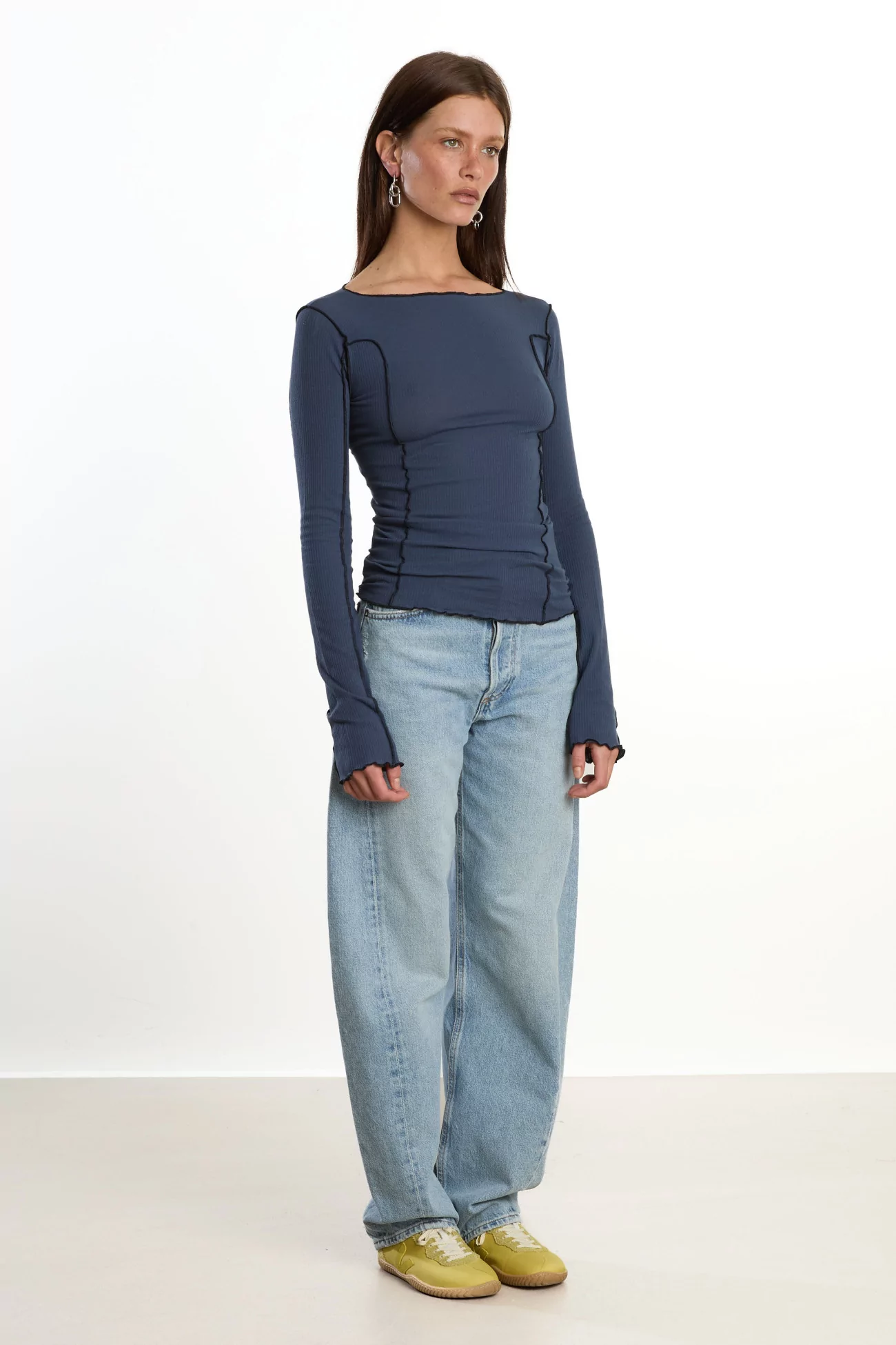 Baserange Omato Long Sleeve Tee Organic Cotton – Preston Blue | Centre Commercial
