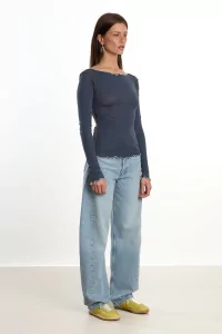 Baserange Vein Long Sleeve Tee Organic Cotton – Preston Blue | Centre Commercial