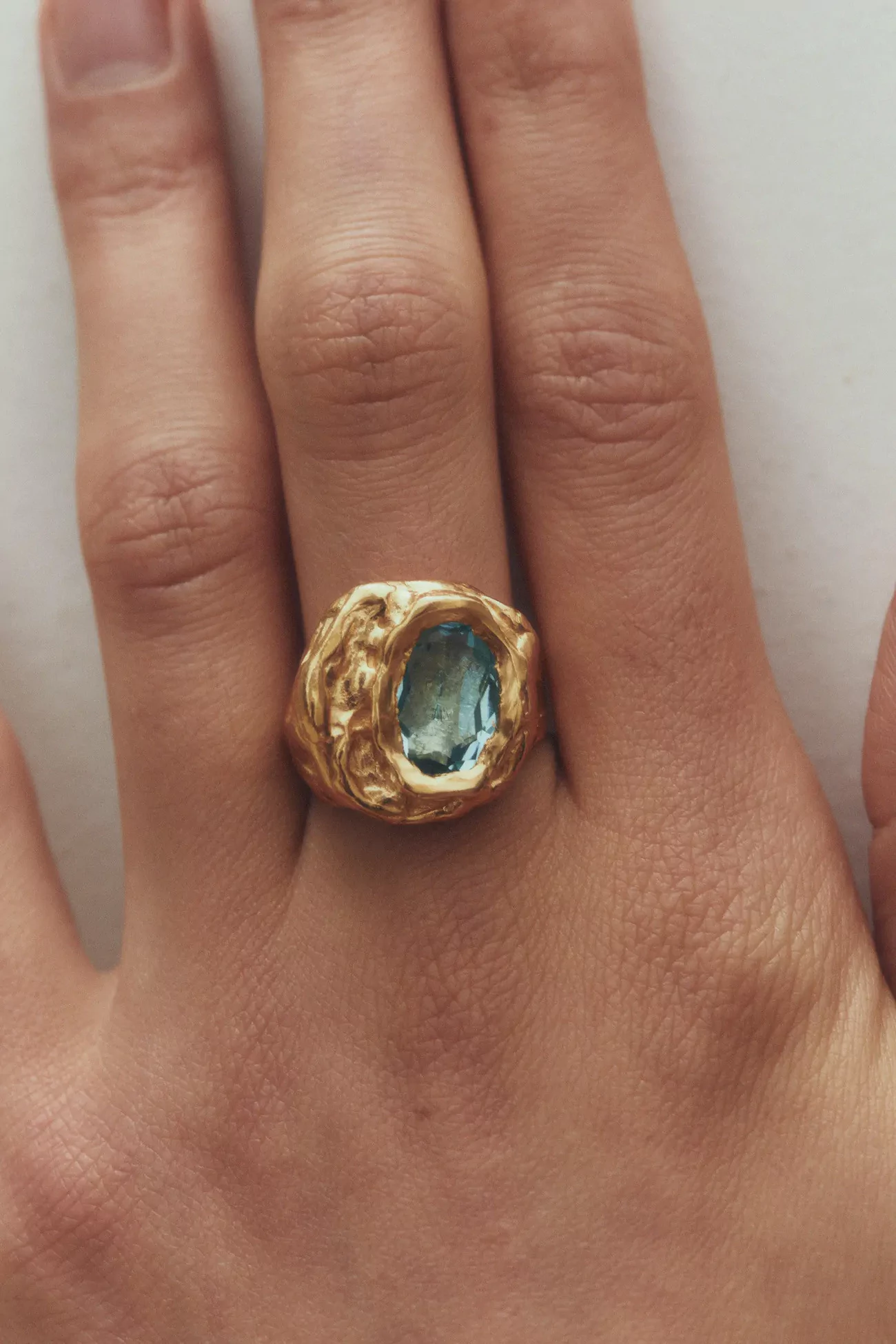 Simuero Lago Ring Gold Plated Aquamarine | Centre Commercial