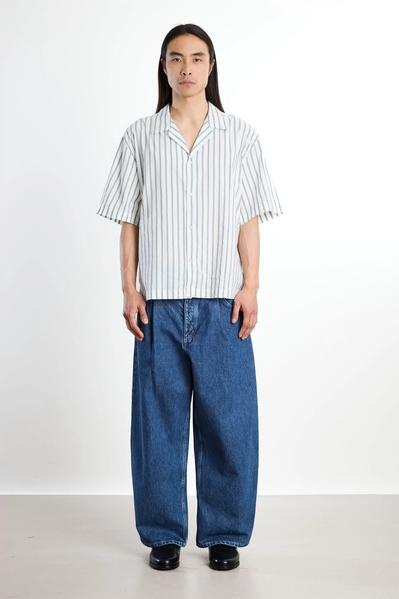 Samata Cotton Silk Linen Shirt – Aloe Stripe | Centre Commercial