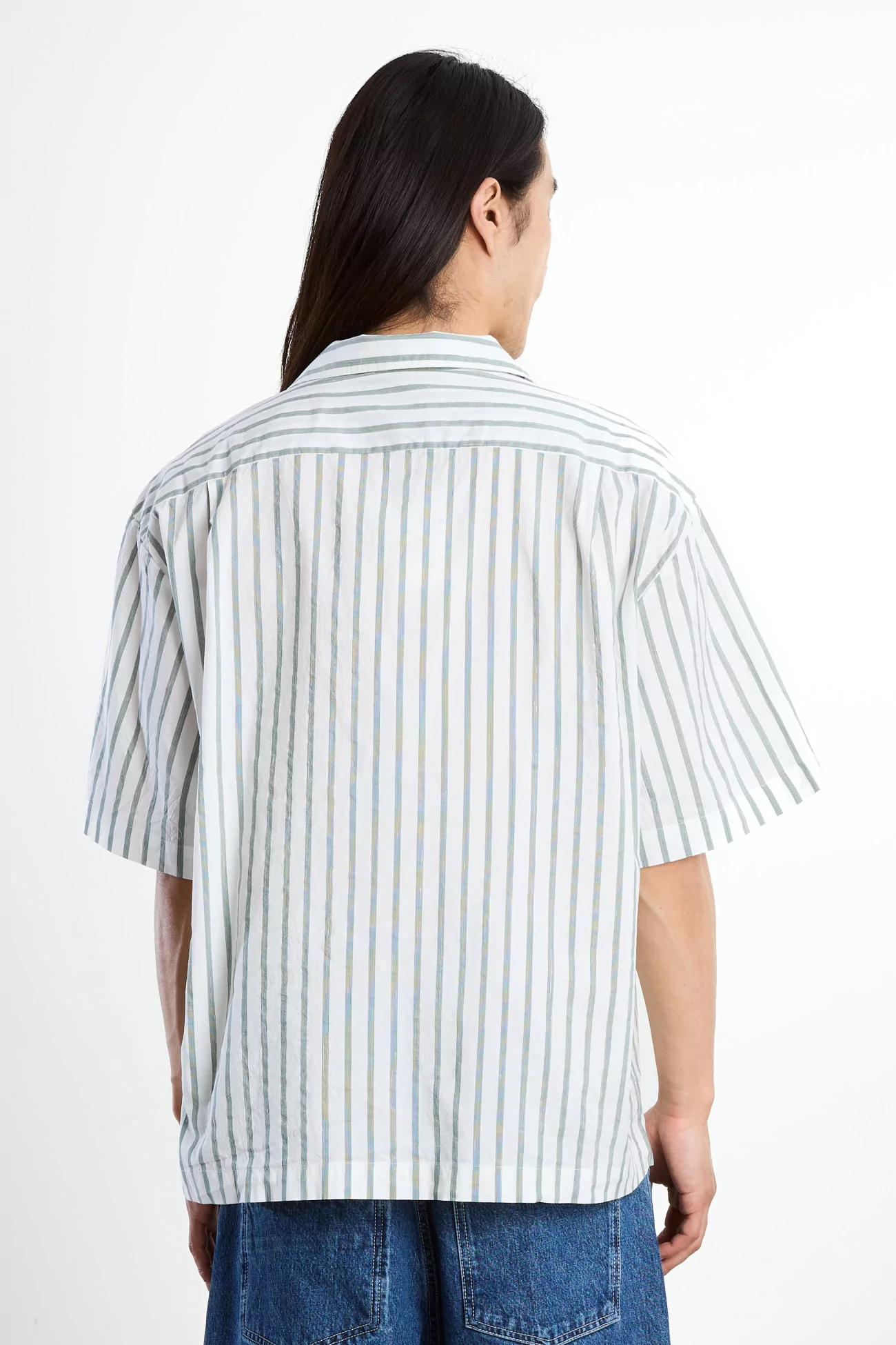 Samata Cotton Silk Linen Shirt – Aloe Stripe | Centre Commercial