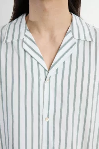 Samata Cotton Silk Linen Shirt – Aloe Stripe | Centre Commercial