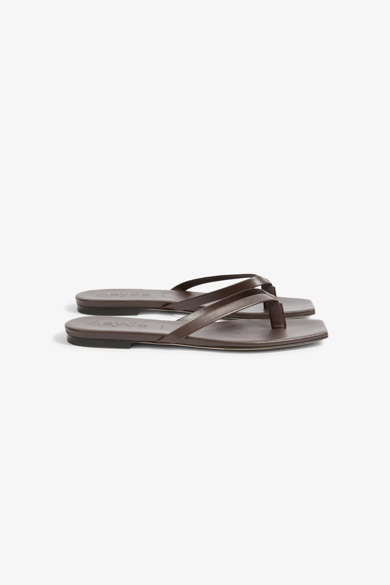 Aeyde Renee Nappa Leather Flat Sandals – Moka | Centre Commercial