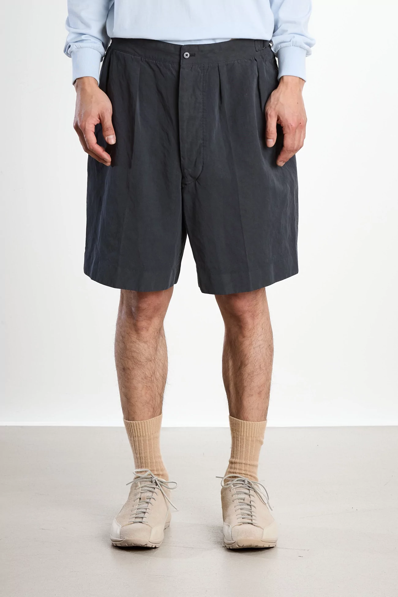 Kaptain Sunshine Cotton Linen Short Men – Charcoal | Centre Commercial