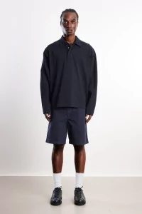 Norse Projects Isefjord Compact Cotton LS Polo – Black | Centre Commercial
