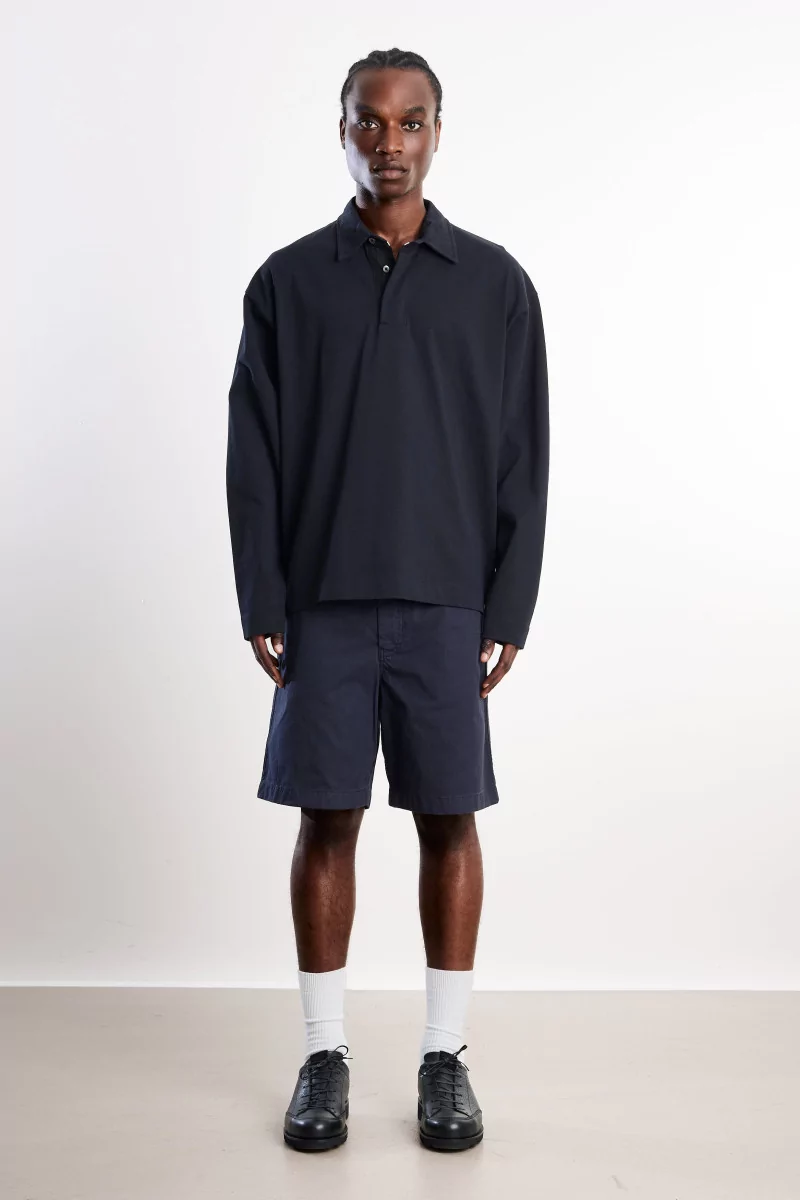 Norse Projects Isefjord Compact Cotton LS Polo – Black | Centre Commercial