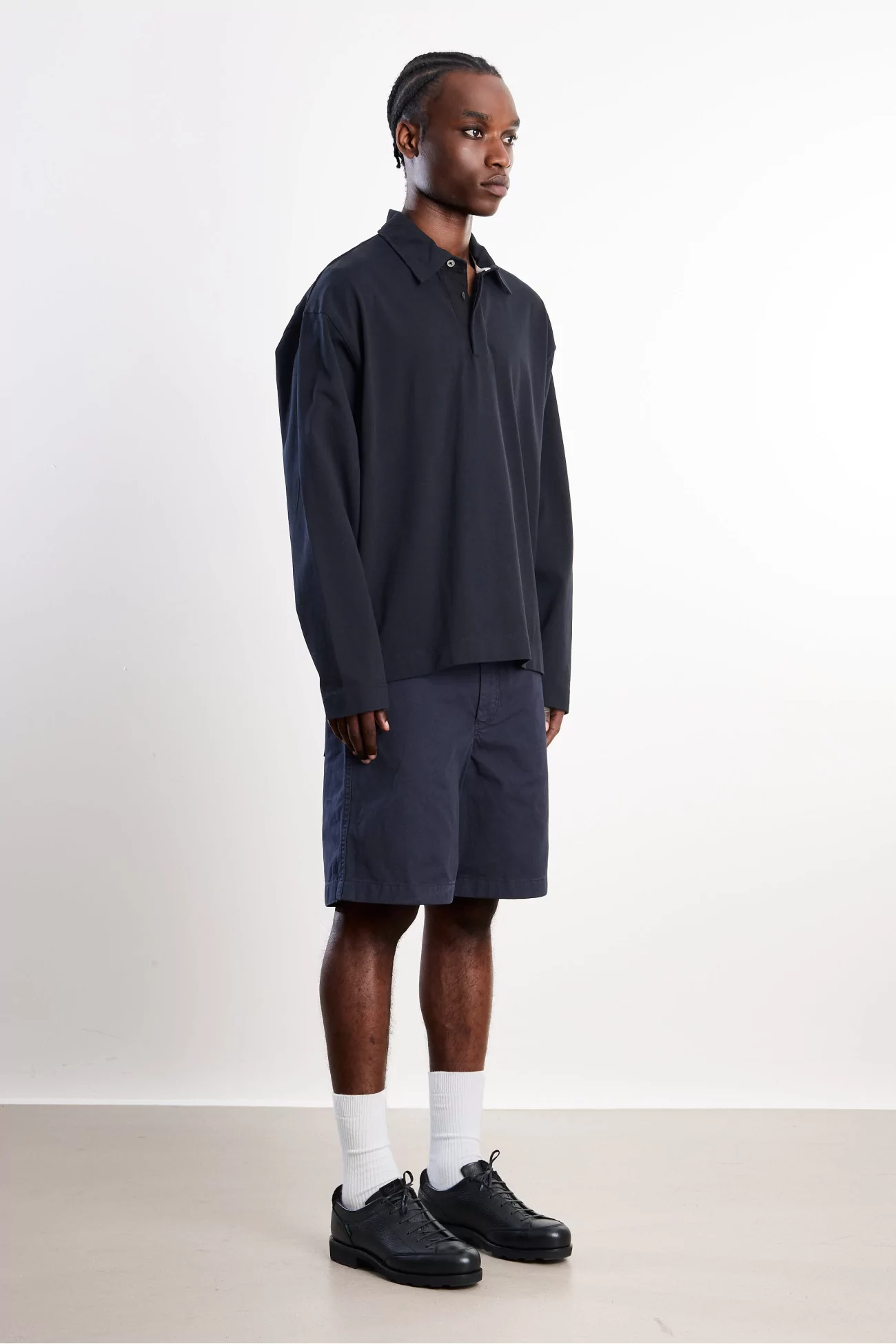 Norse Projects Isefjord Compact Cotton LS Polo – Black | Centre Commercial