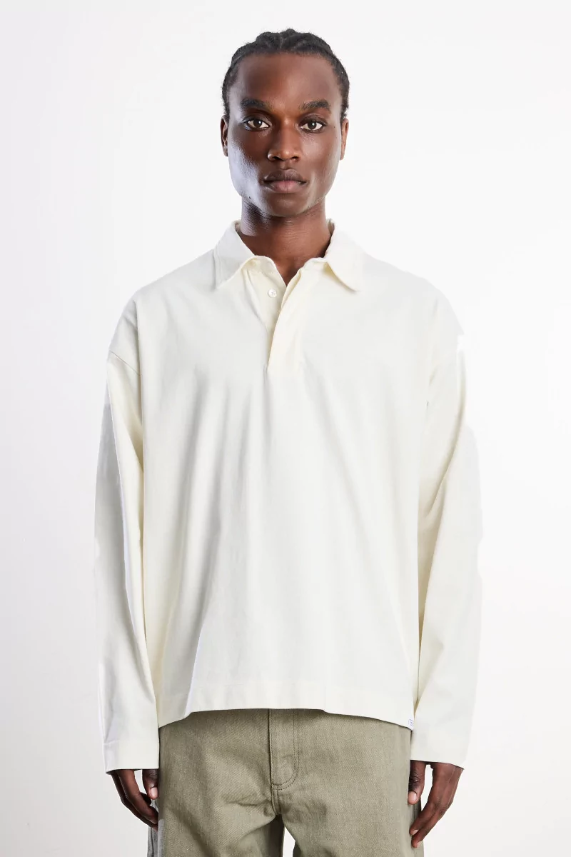 Norse Projects Isefjord Compact Cotton LS Polo – Ecru | Centre Commercial