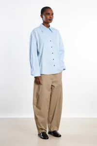 Oversized Cotton Shirt Women Cordera – Light Blue | Centre Commercial