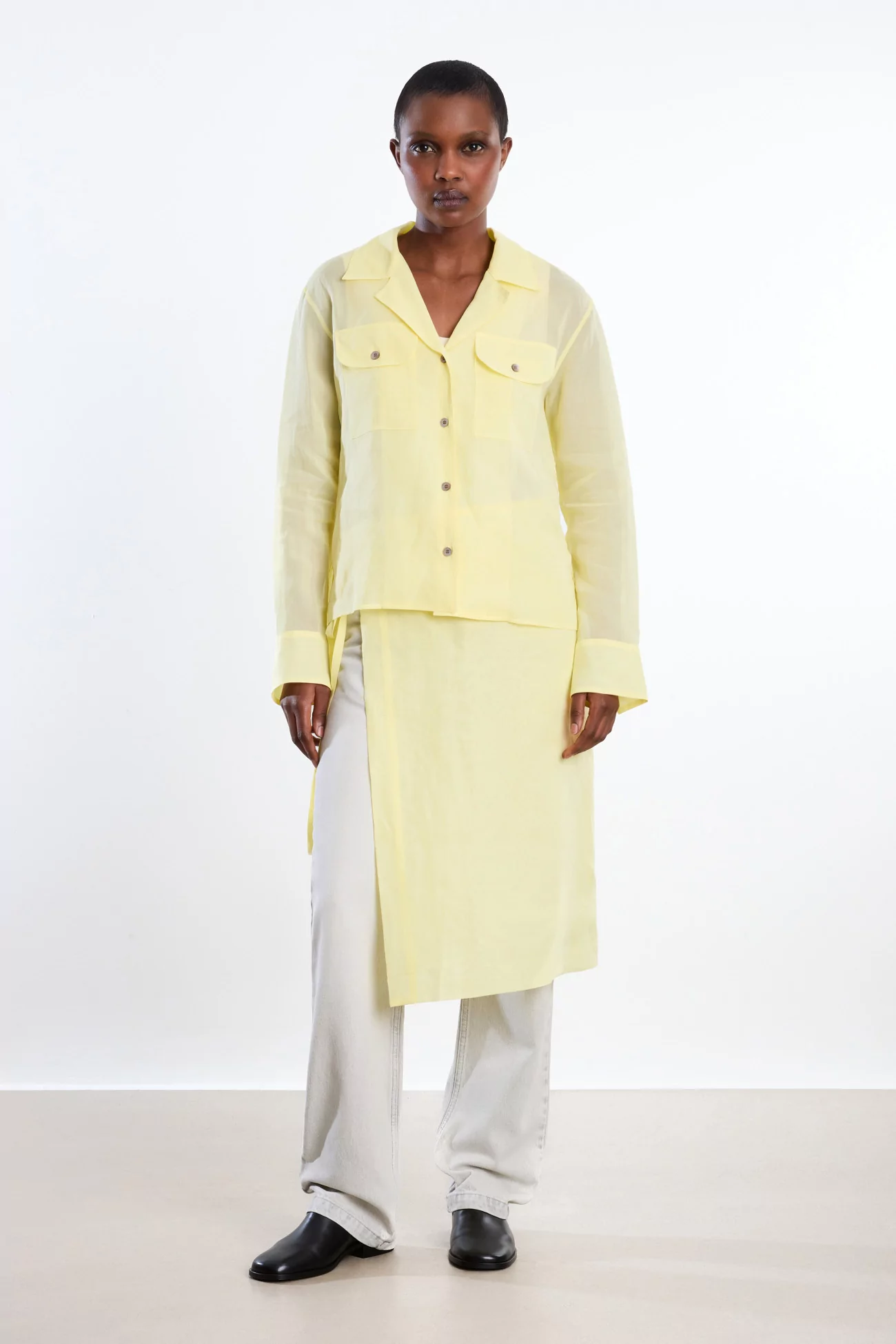 Ernie Palo Sheer Wrap Cotton Skirt – Yellow | Centre Commercial