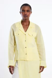 Ernie Palo Sheer Double Pocket Cotton Shirt – Yellow | Centre Commercial
