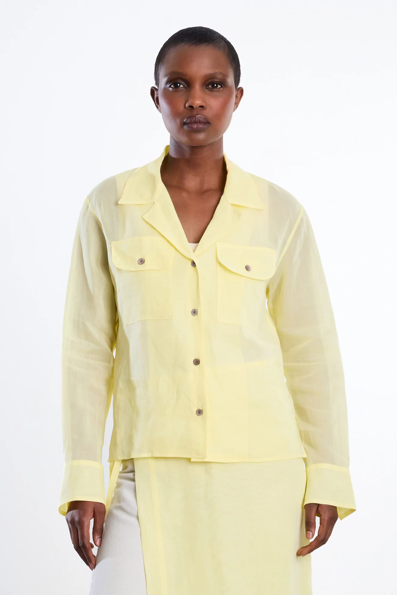 Ernie Palo Sheer Double Pocket Cotton Shirt – Yellow | Centre Commercial