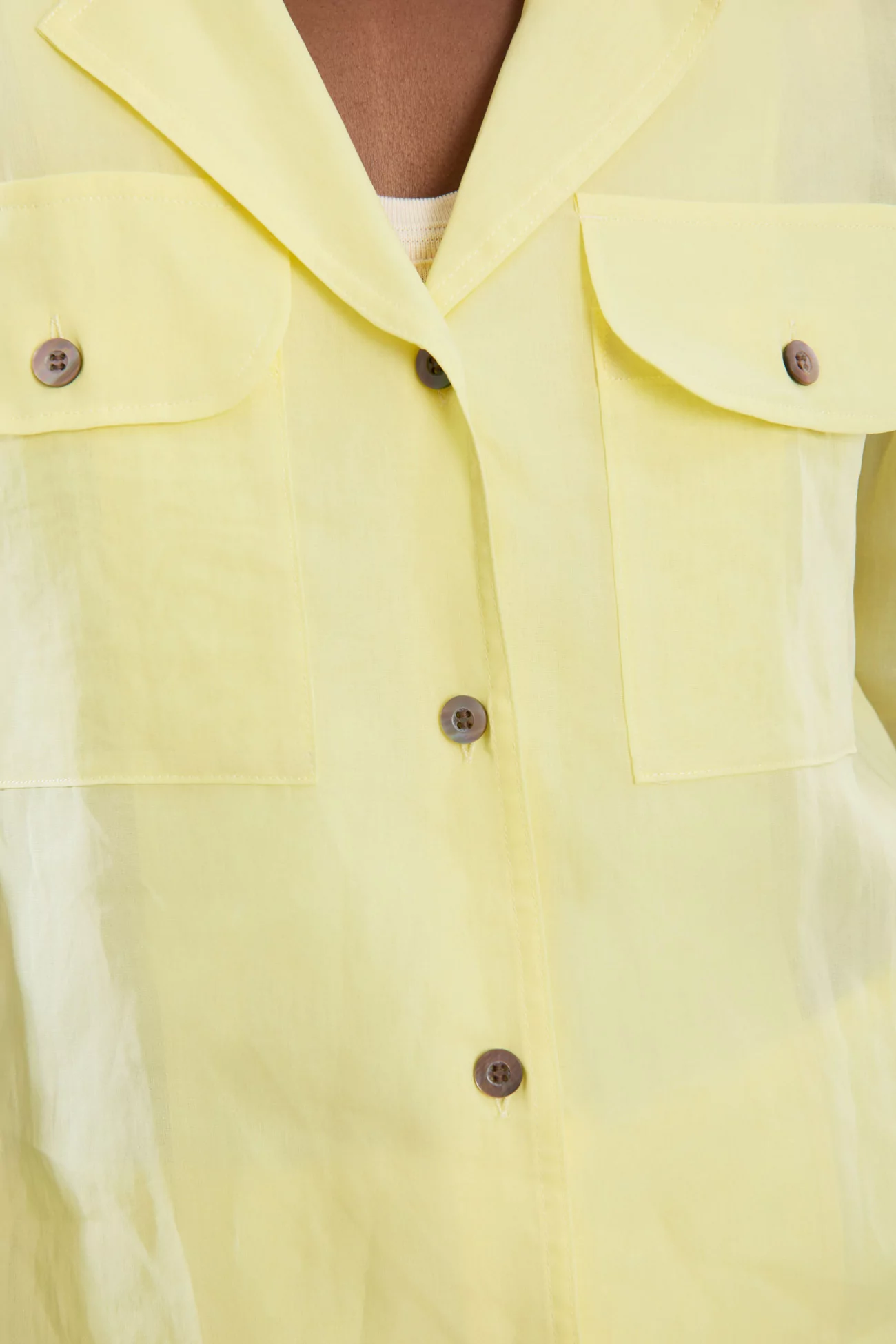 Ernie Palo Sheer Double Pocket Cotton Shirt – Yellow | Centre Commercial