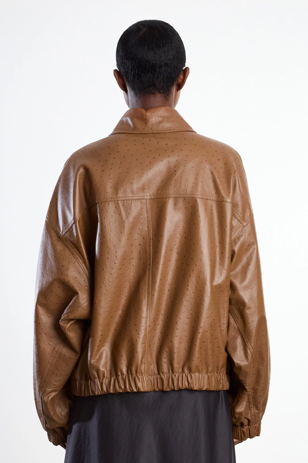 Ostrich Bomber Jacket Lambskin Women Cordera – Arena | Centre Commercial