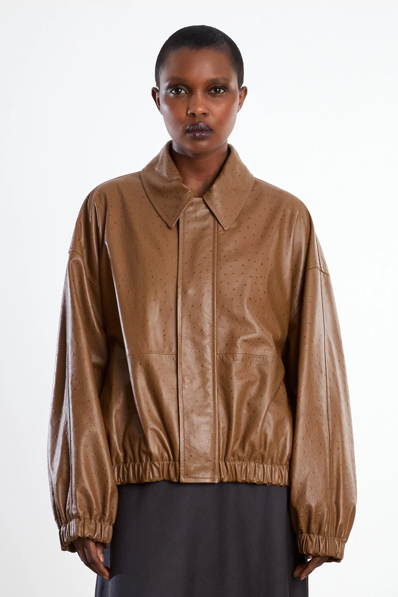 Ostrich Bomber Jacket Lambskin Women Cordera – Arena | Centre Commercial