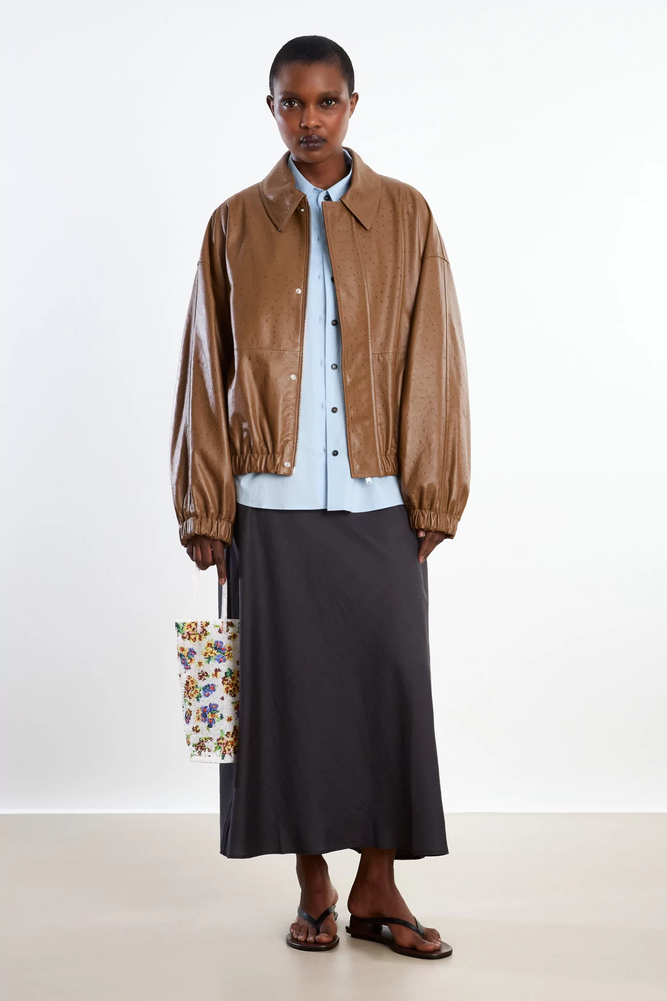 Ostrich Bomber Jacket Lambskin Women Cordera – Arena | Centre Commercial