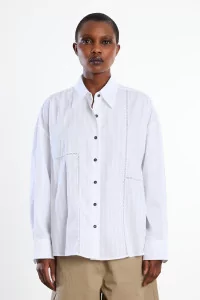 Oversized Lace Cotton Shirt Women Cordera – White | Centre Commercial