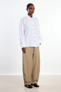 Oversized Lace Cotton Shirt Women Cordera – White | Centre Commercial
