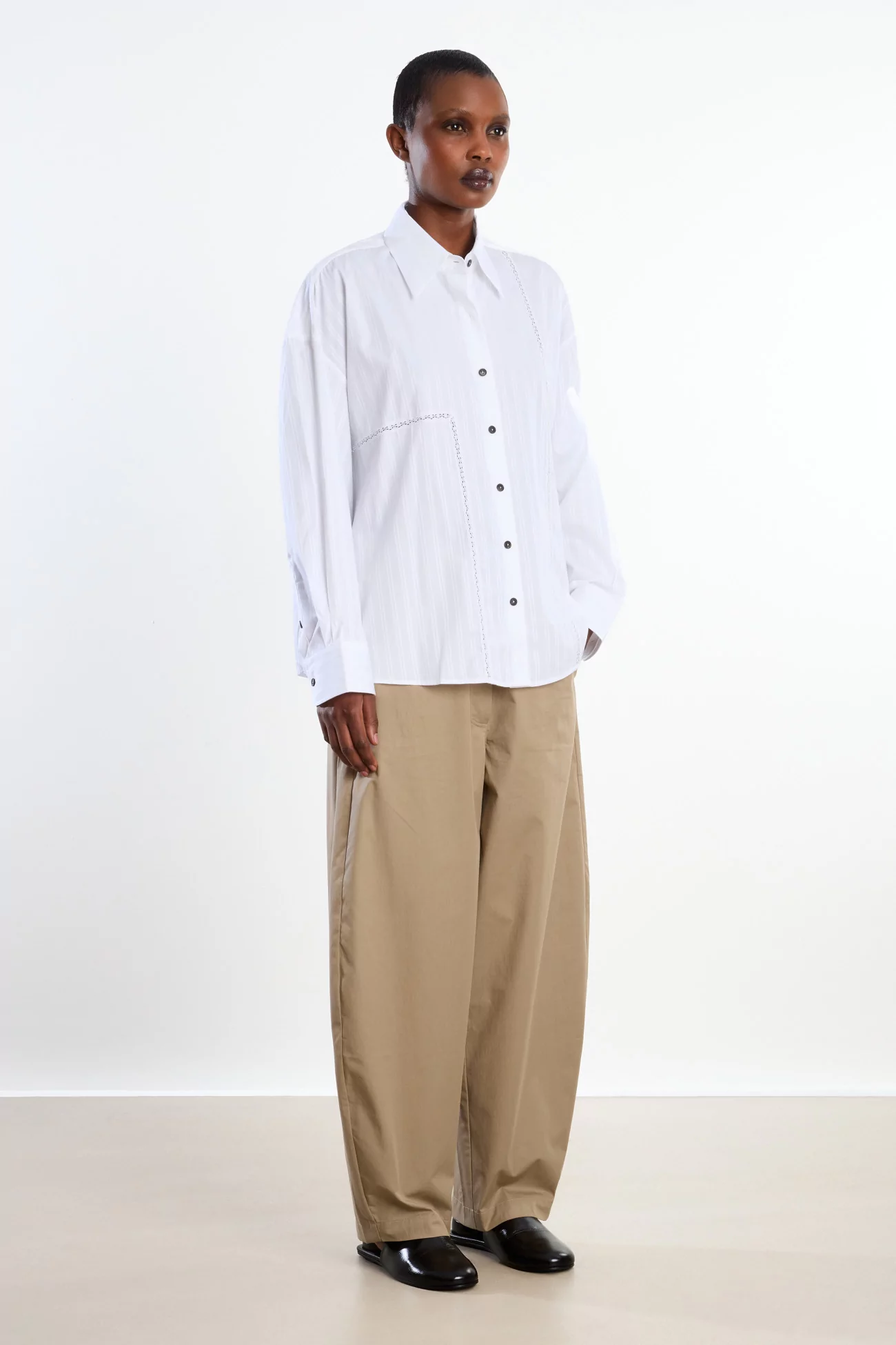 Oversized Lace Cotton Shirt Women Cordera – White | Centre Commercial