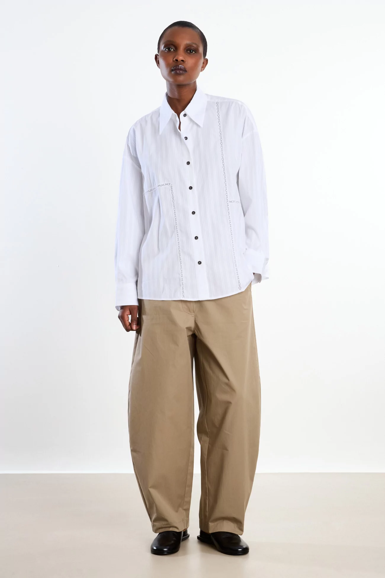Oversized Lace Cotton Shirt Women Cordera – White | Centre Commercial