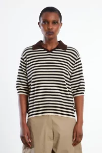 Organic Cotton V-Neck Polo Women Cordera – Stripes | Centre Commercial