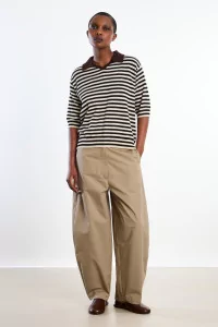 Organic Cotton V-Neck Polo Women Cordera – Stripes | Centre Commercial