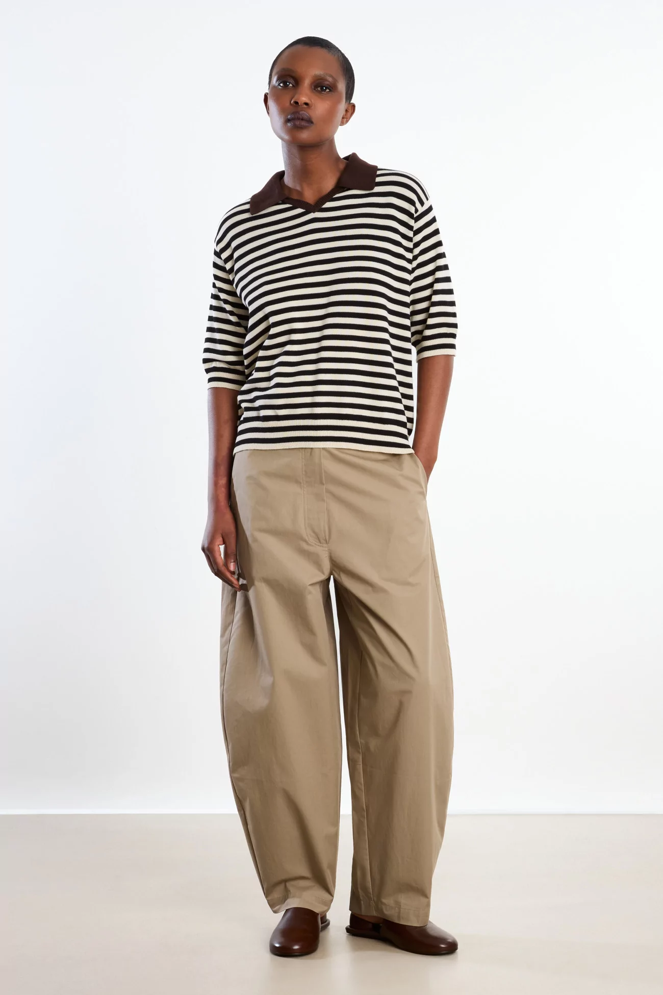 Organic Cotton V-Neck Polo Women Cordera – Stripes | Centre Commercial