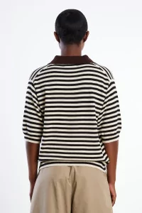 Organic Cotton V-Neck Polo Women Cordera – Stripes | Centre Commercial