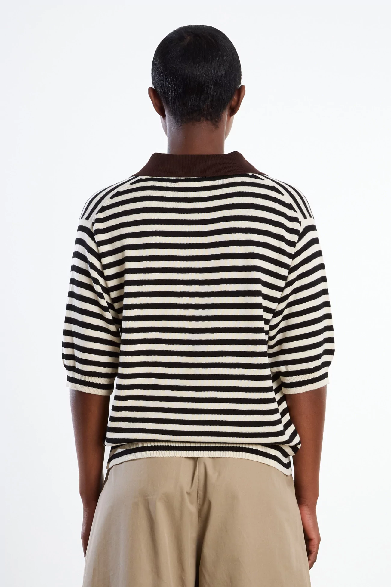 Organic Cotton V-Neck Polo Women Cordera – Stripes | Centre Commercial