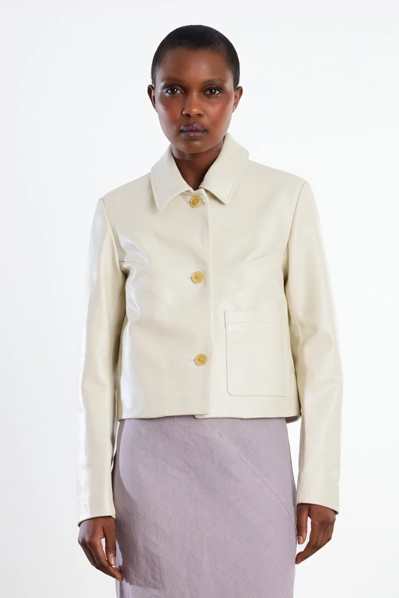 Ernie Palo Sheepskin Leather Jacket – Ivory | Centre Commercial
