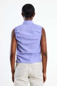 Ernie Palo Silk Sleeveless Gather Top – Purple | Centre Commercial