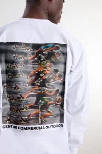Heavyweight Cotton Long Sleeve T-Shirt Centre Commercial – White | Centre Commercial
