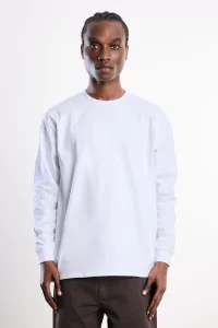 Heavyweight Cotton Long Sleeve T-Shirt Centre Commercial – White | Centre Commercial