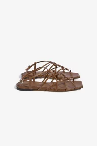 Aeyde Anisa Leather Flat Sandals – Tobacco | Centre Commercial