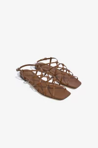 Aeyde Anisa Leather Flat Sandals – Tobacco | Centre Commercial
