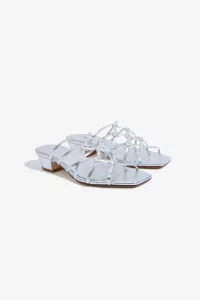 Aeyde Tahla Woven Leather Sandals – Silver | Centre Commercial