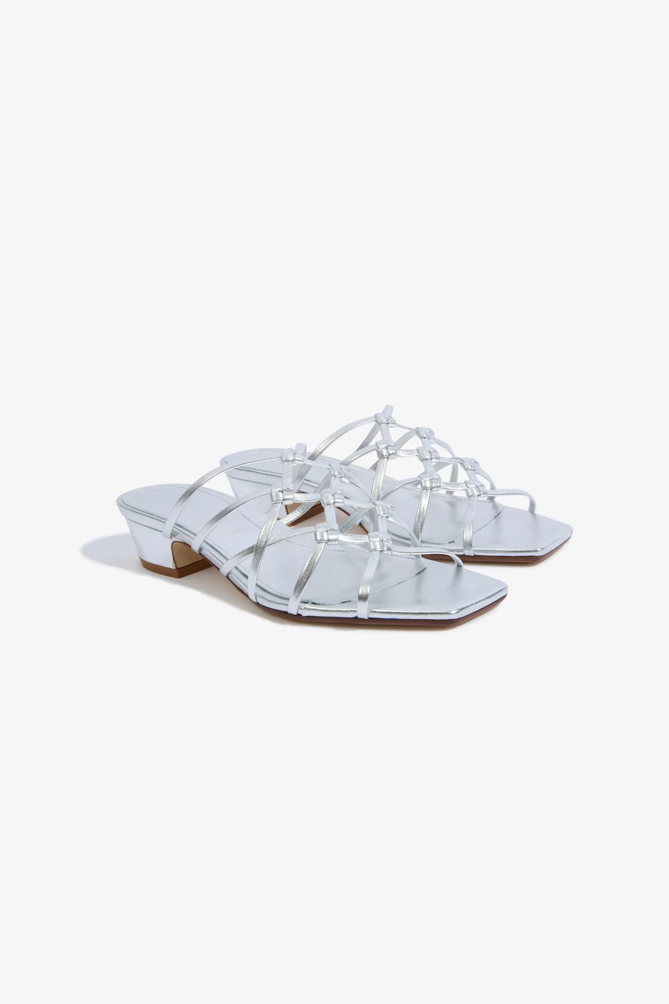 Aeyde Tahla Woven Leather Sandals – Silver | Centre Commercial